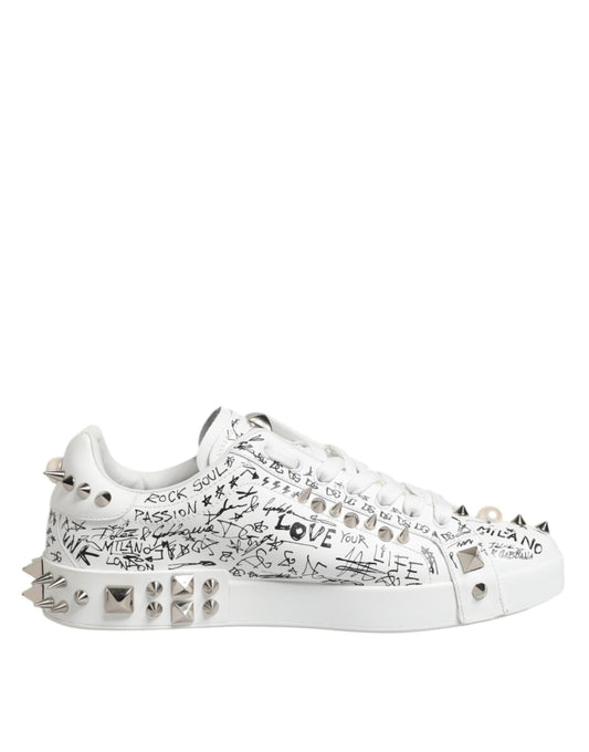 Dolce & Gabbana White Portofino Studded Men Sneakers Shoes – EU41.5/US8.5 par Dolce & Gabbana | Disponible sur Sandy Store ByNet