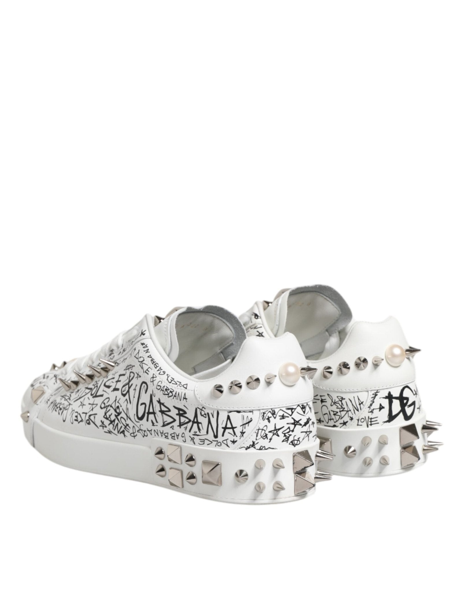 Dolce & Gabbana White Portofino Studded Men Sneakers Shoes – EU41.5/US8.5 par Dolce & Gabbana | Disponible sur Sandy Store ByNet