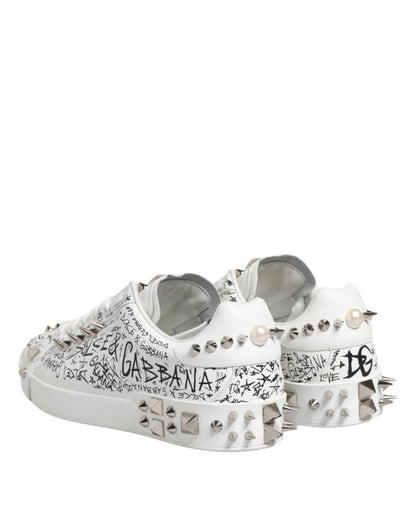 Dolce & Gabbana White Portofino Studded Men Sneakers Shoes – EU41.5/US8.5 par Dolce & Gabbana | Disponible sur Sandy Store ByNet
