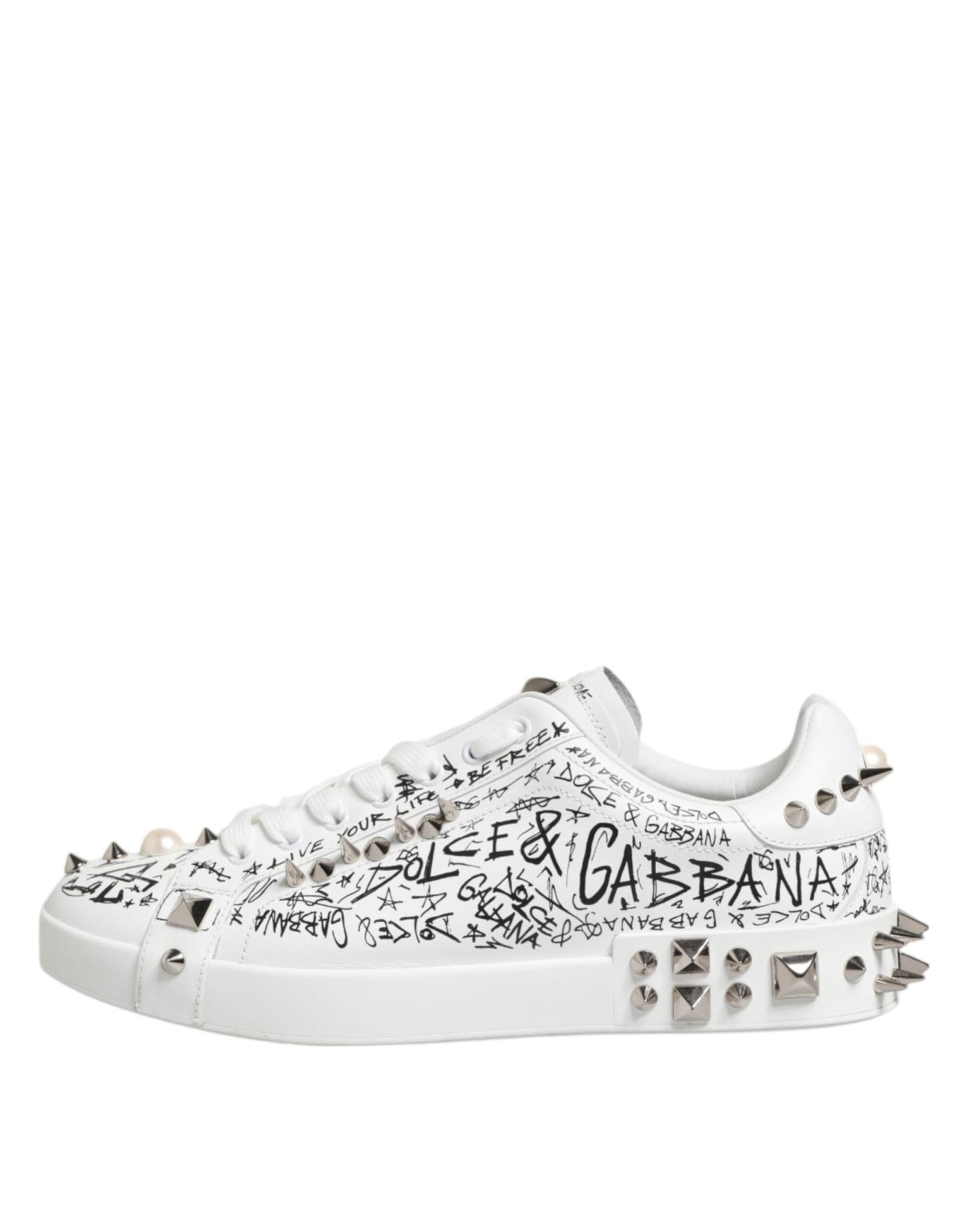 Dolce & Gabbana White Portofino Studded Men Sneakers Shoes – EU41.5/US8.5 par Dolce & Gabbana | Disponible sur Sandy Store ByNet