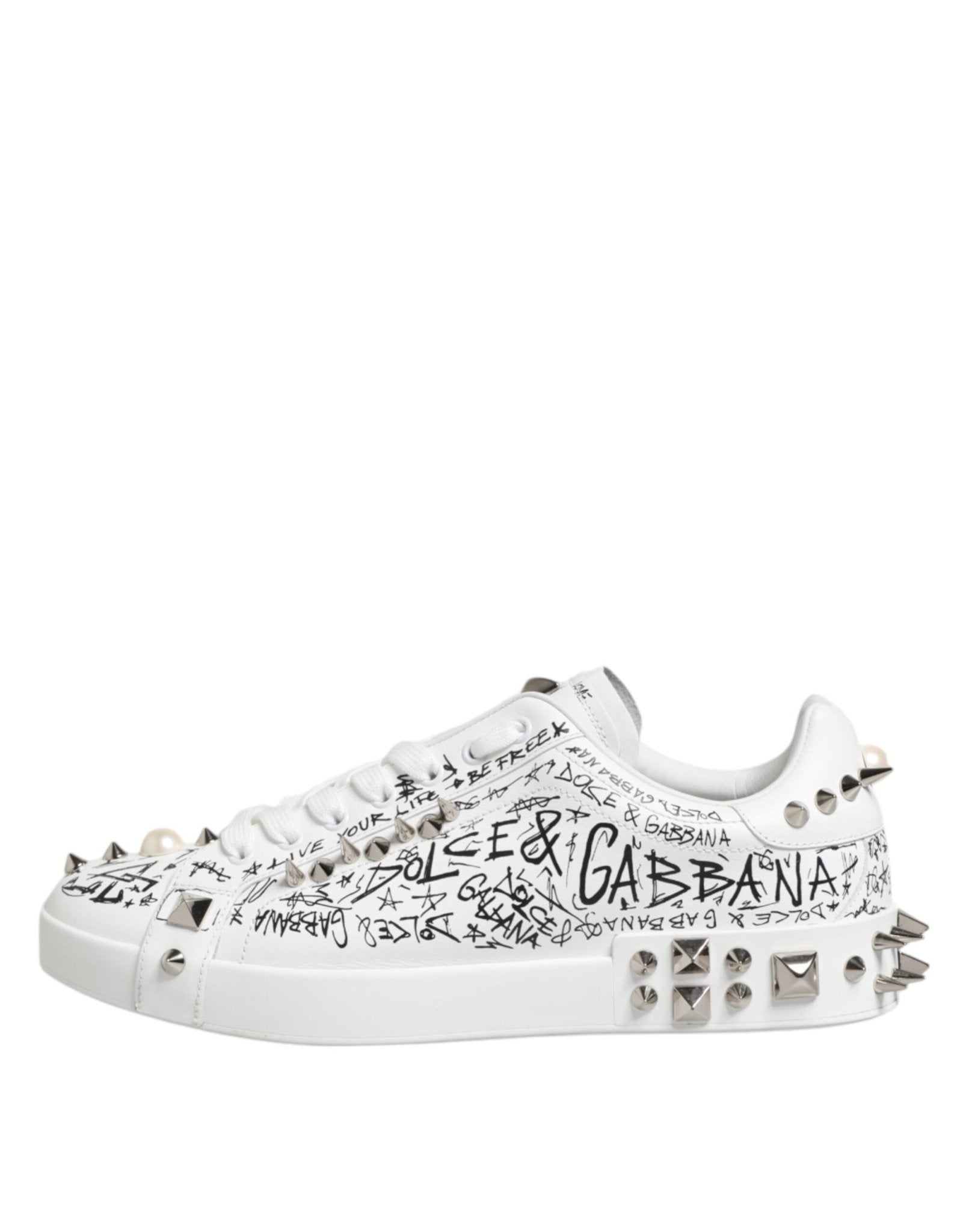 Dolce & Gabbana White Portofino Studded Men Sneakers Shoes – EU41.5/US8.5 par Dolce & Gabbana | Disponible sur Sandy Store ByNet