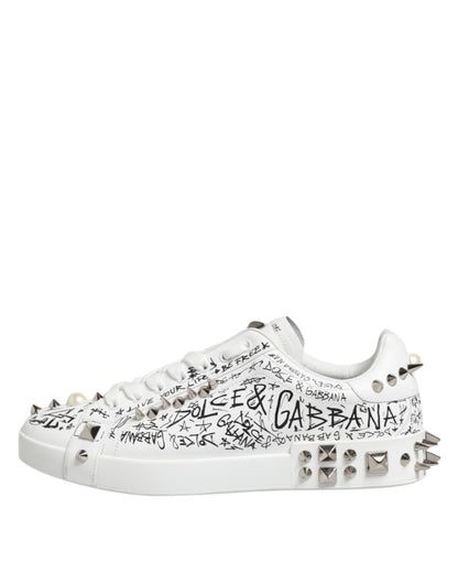 Dolce & Gabbana White Portofino Studded Men Sneakers Shoes – EU41.5/US8.5 par Dolce & Gabbana | Disponible sur Sandy Store ByNet