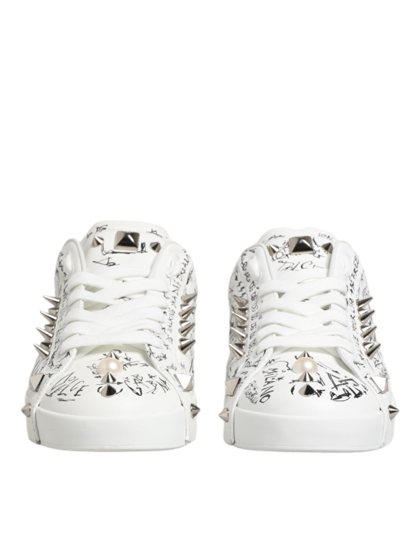 Dolce & Gabbana White Portofino Studded Men Sneakers Shoes – EU41.5/US8.5 par Dolce & Gabbana | Disponible sur Sandy Store ByNet