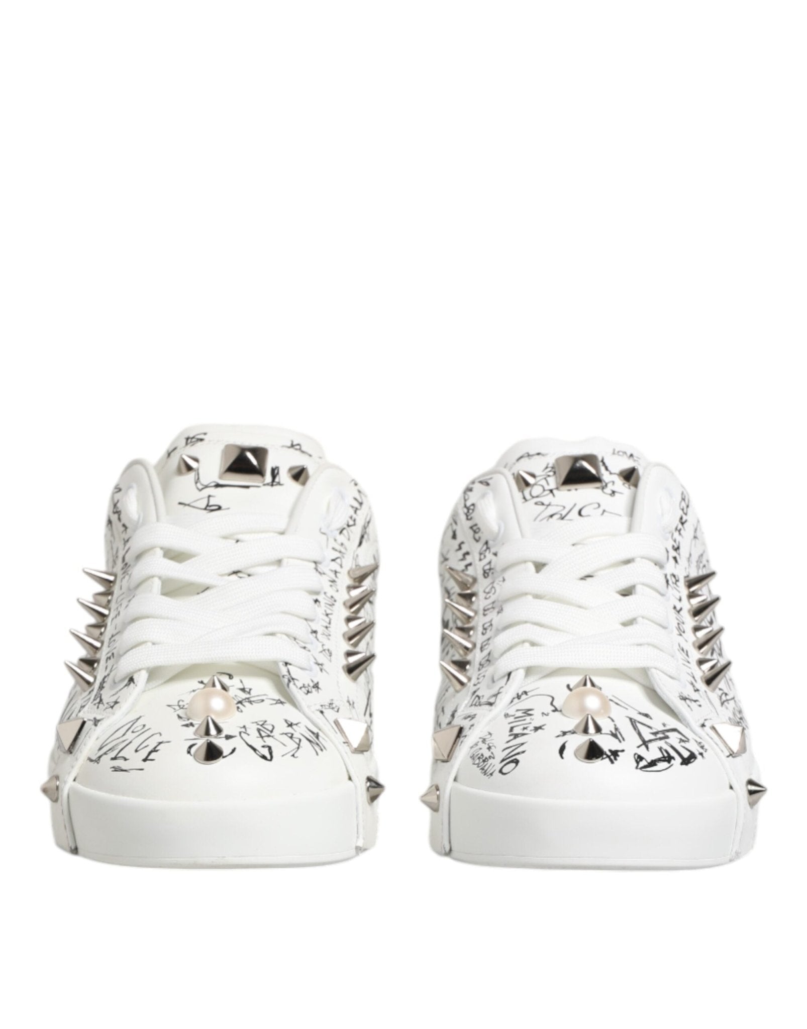 Dolce & Gabbana White Portofino Studded Men Sneakers Shoes – EU41.5/US8.5 par Dolce & Gabbana | Disponible sur Sandy Store ByNet