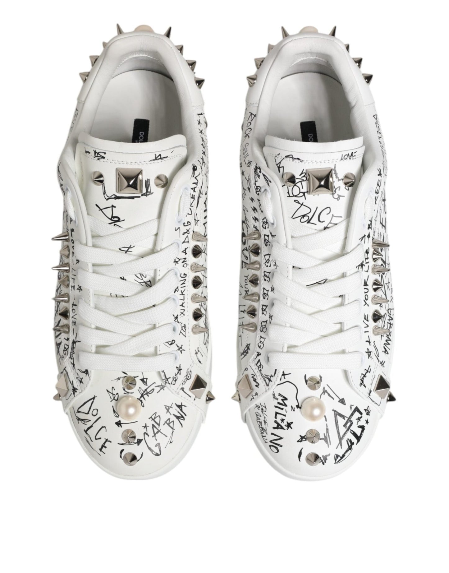 Dolce & Gabbana White Portofino Studded Men Sneakers Shoes – EU41.5/US8.5 par Dolce & Gabbana | Disponible sur Sandy Store ByNet