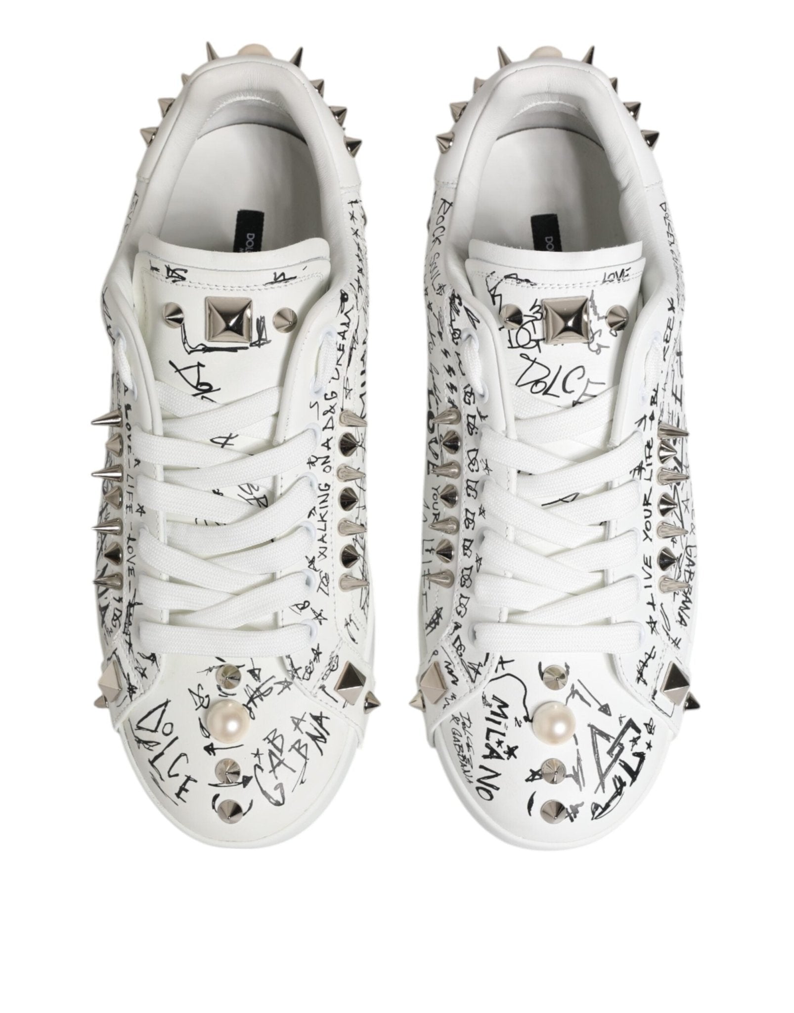 Dolce & Gabbana White Portofino Studded Men Sneakers Shoes – EU41.5/US8.5 par Dolce & Gabbana | Disponible sur Sandy Store ByNet