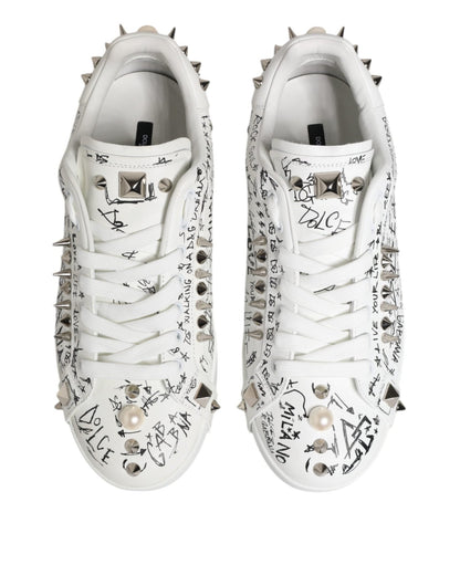 Dolce & Gabbana White Portofino Studded Men Sneakers Shoes – EU41.5/US8.5 par Dolce & Gabbana | Disponible sur Sandy Store ByNet
