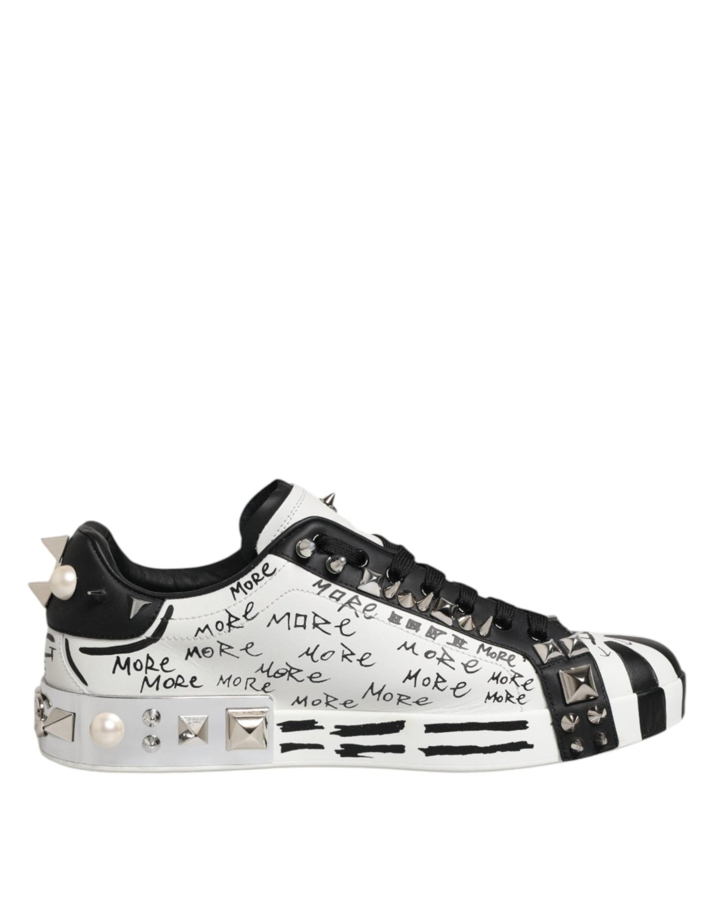 Dolce & Gabbana White Portofino Studded Men Sneakers Shoes – EU43/US10 par Dolce & Gabbana | Disponible sur Sandy Store ByNet