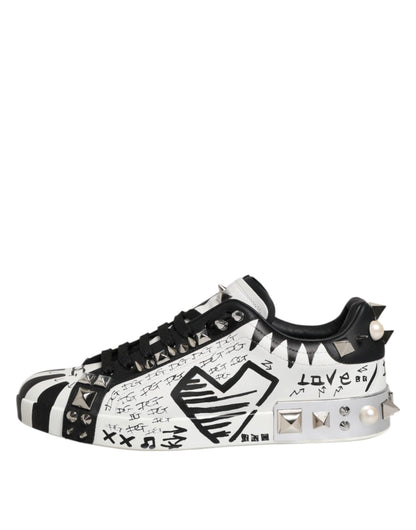 Dolce & Gabbana White Portofino Studded Men Sneakers Shoes – EU43/US10 par Dolce & Gabbana | Disponible sur Sandy Store ByNet