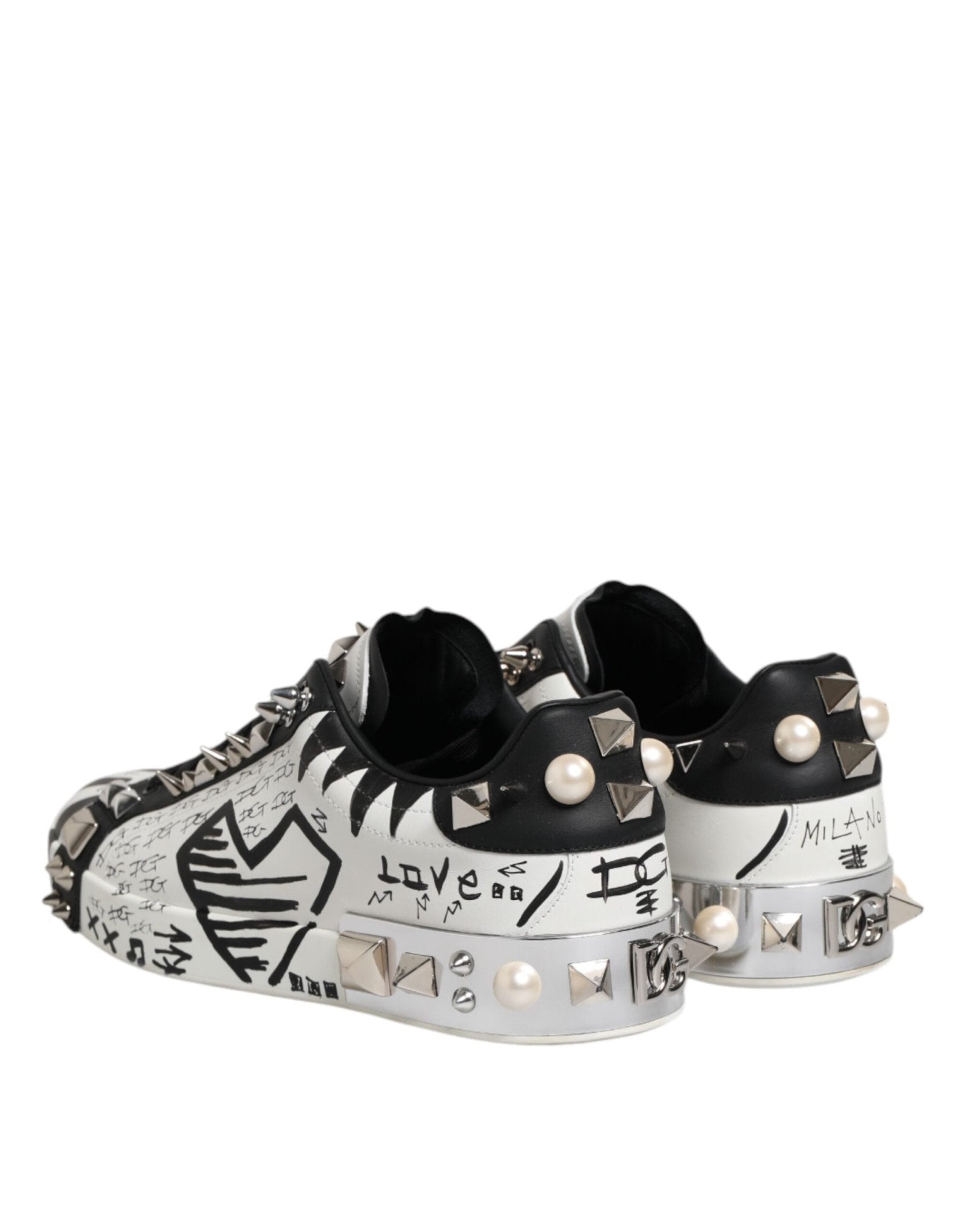 Dolce & Gabbana White Portofino Studded Men Sneakers Shoes – EU43/US10 par Dolce & Gabbana | Disponible sur Sandy Store ByNet