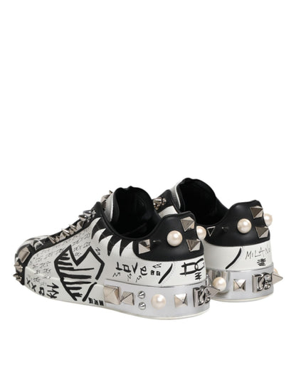 Dolce & Gabbana White Portofino Studded Men Sneakers Shoes – EU43/US10 par Dolce & Gabbana | Disponible sur Sandy Store ByNet