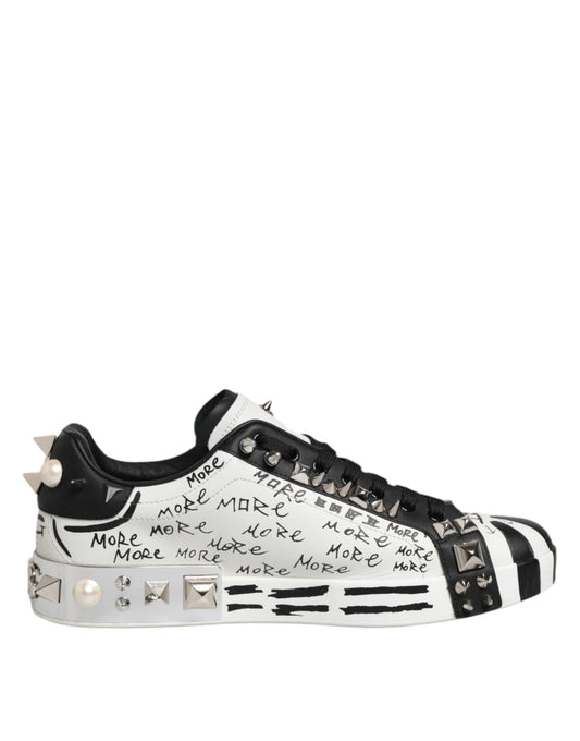 Dolce & Gabbana White Portofino Studded Men Sneakers Shoes – EU43/US10 par Dolce & Gabbana | Disponible sur Sandy Store ByNet