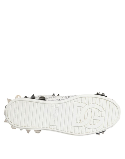 Dolce & Gabbana White Portofino Studded Men Sneakers Shoes – EU43/US10 par Dolce & Gabbana | Disponible sur Sandy Store ByNet