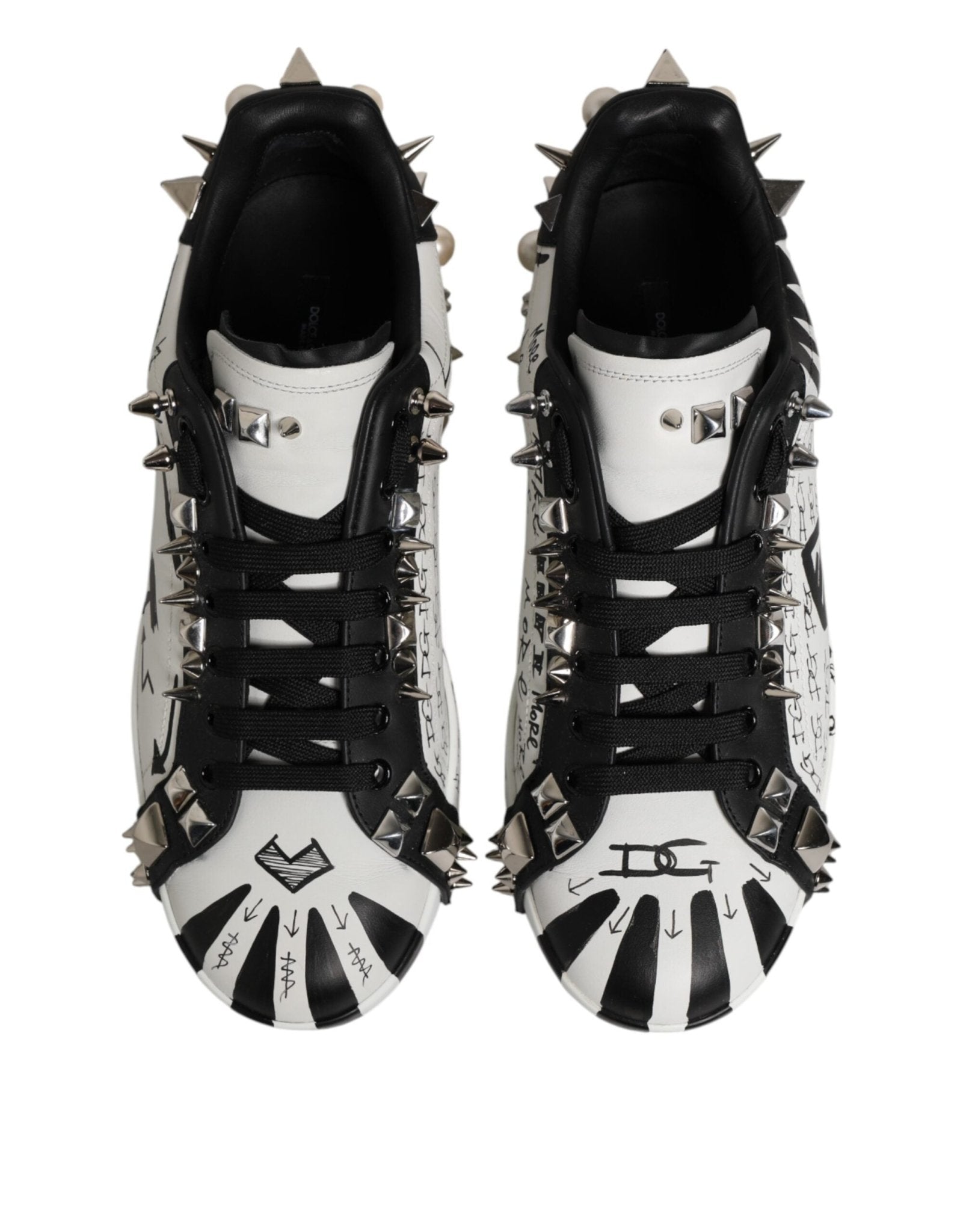 Dolce & Gabbana White Portofino Studded Men Sneakers Shoes – EU43/US10 par Dolce & Gabbana | Disponible sur Sandy Store ByNet