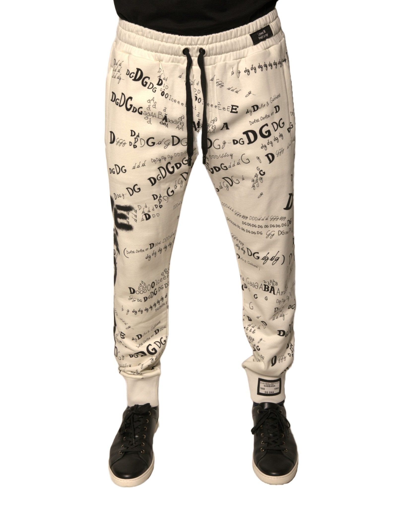 Dolce & Gabbana White Printed Cotton Jogger Sweatpants Pants – IT44 | XS par Dolce & Gabbana | Disponible sur Sandy Store ByNet