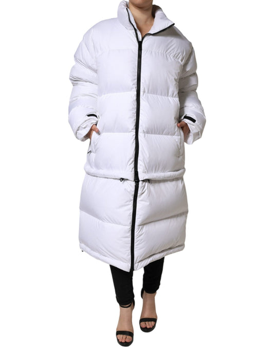 Dolce & Gabbana White Puffer Quilted Full Zip Coat Jacket - Sandy Store ByNet