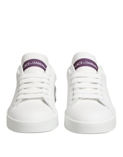 Dolce & Gabbana White Purple Leather Low Top Sneakers Shoes – EU35/US4.5 par Dolce & Gabbana | Disponible sur Sandy Store ByNet