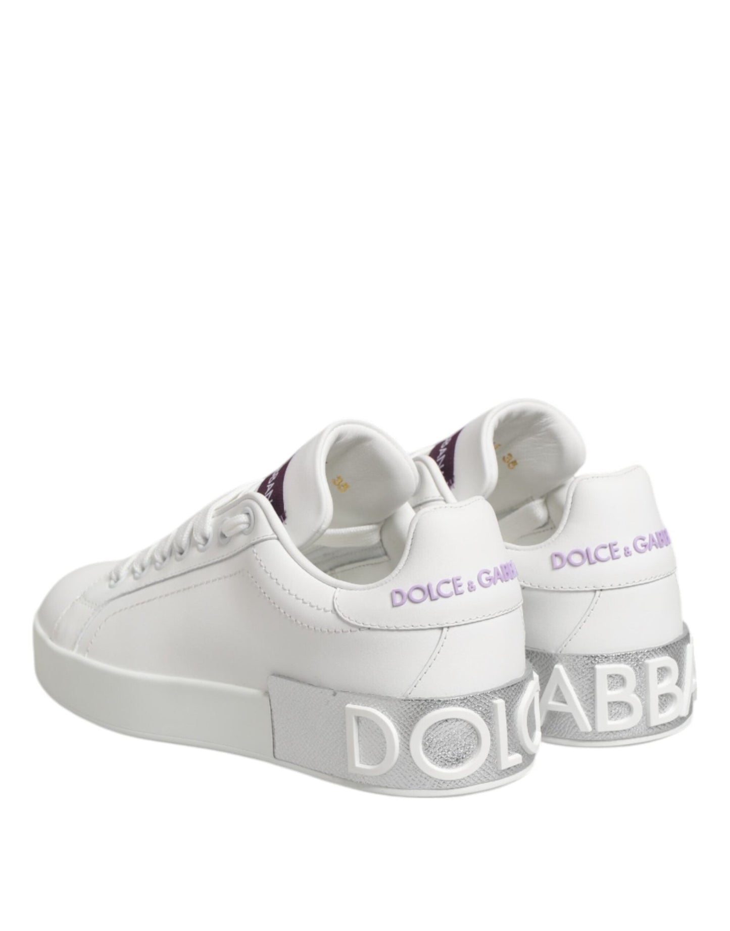 Dolce & Gabbana White Purple Leather Low Top Sneakers Shoes – EU35/US4.5 par Dolce & Gabbana | Disponible sur Sandy Store ByNet