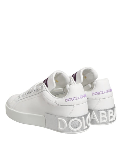 Dolce & Gabbana White Purple Leather Low Top Sneakers Shoes – EU35/US4.5 par Dolce & Gabbana | Disponible sur Sandy Store ByNet