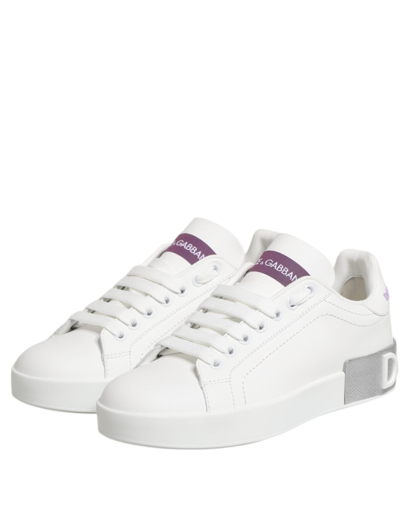 Dolce & Gabbana White Purple Leather Low Top Sneakers Shoes – EU35/US4.5 par Dolce & Gabbana | Disponible sur Sandy Store ByNet