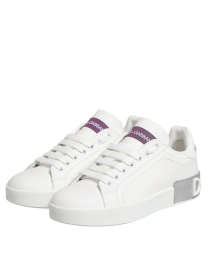 Dolce & Gabbana White Purple Leather Low Top Sneakers Shoes – EU35/US4.5 par Dolce & Gabbana | Disponible sur Sandy Store ByNet