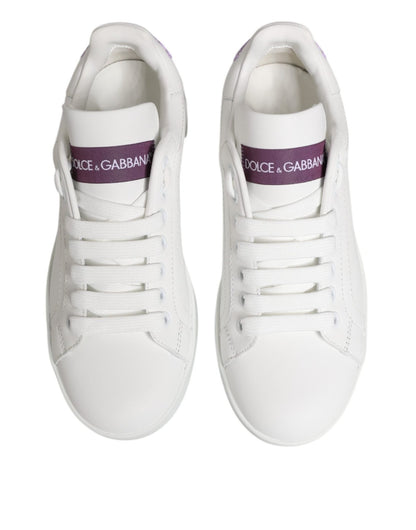 Dolce & Gabbana White Purple Leather Low Top Sneakers Shoes – EU35/US4.5 par Dolce & Gabbana | Disponible sur Sandy Store ByNet
