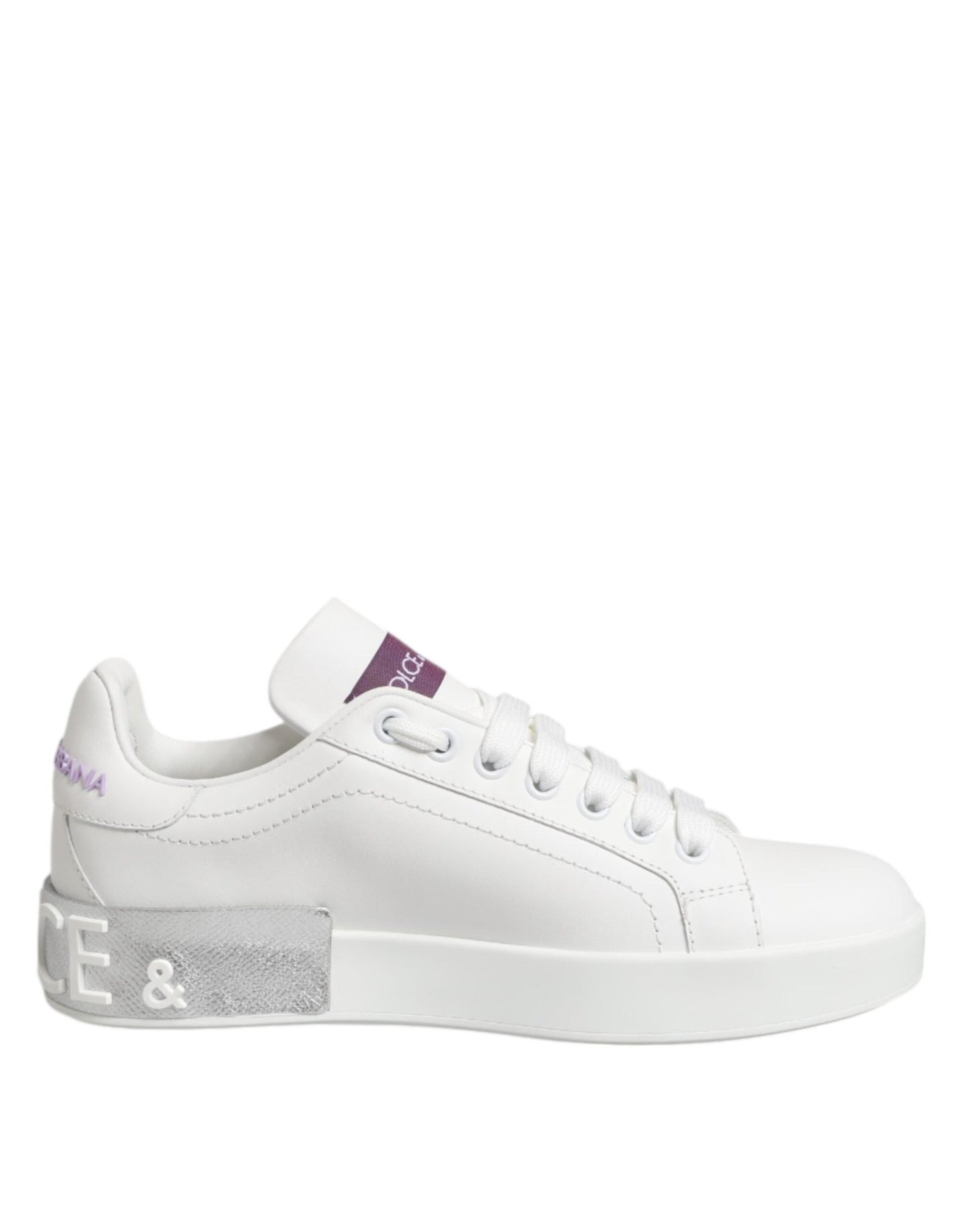 Dolce & Gabbana White Purple Leather Low Top Sneakers Shoes – EU35/US4.5 par Dolce & Gabbana | Disponible sur Sandy Store ByNet