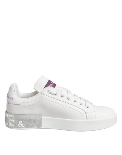 Dolce & Gabbana White Purple Leather Low Top Sneakers Shoes – EU35/US4.5 par Dolce & Gabbana | Disponible sur Sandy Store ByNet