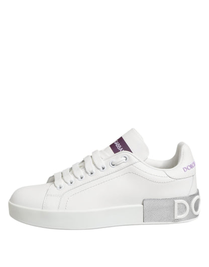 Dolce & Gabbana White Purple Leather Low Top Sneakers Shoes – EU35/US4.5 par Dolce & Gabbana | Disponible sur Sandy Store ByNet