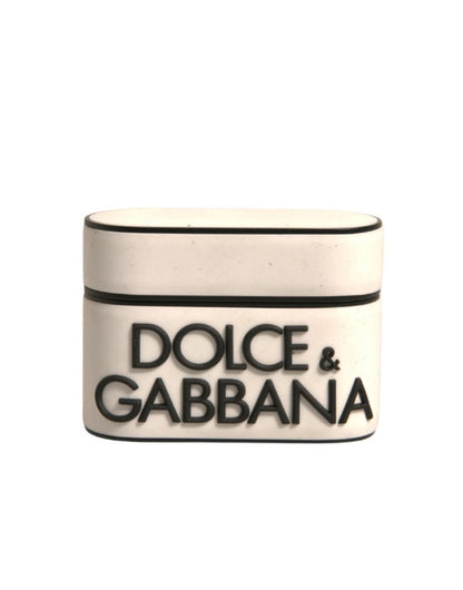 Dolce & Gabbana White PVC Embossed Logo Plaque Holder Airpods Case – par Dolce & Gabbana | Disponible sur Sandy Store ByNet