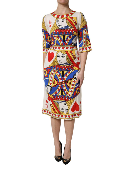 Dolce & Gabbana White Queen Of Heart Short Sleeve Midi Dress – IT38 | XS par Dolce & Gabbana | Disponible sur Sandy Store ByNet