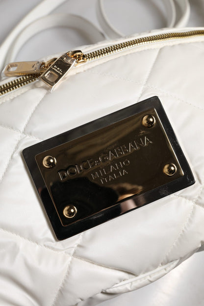 Dolce & Gabbana White Quilted Logo Plaque Belt Waist Fanny Pack Bag - Sandy Store ByNet