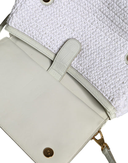 Dolce & Gabbana White Rafia Leather SICILY Crossbody Bag - Sandy Store ByNet