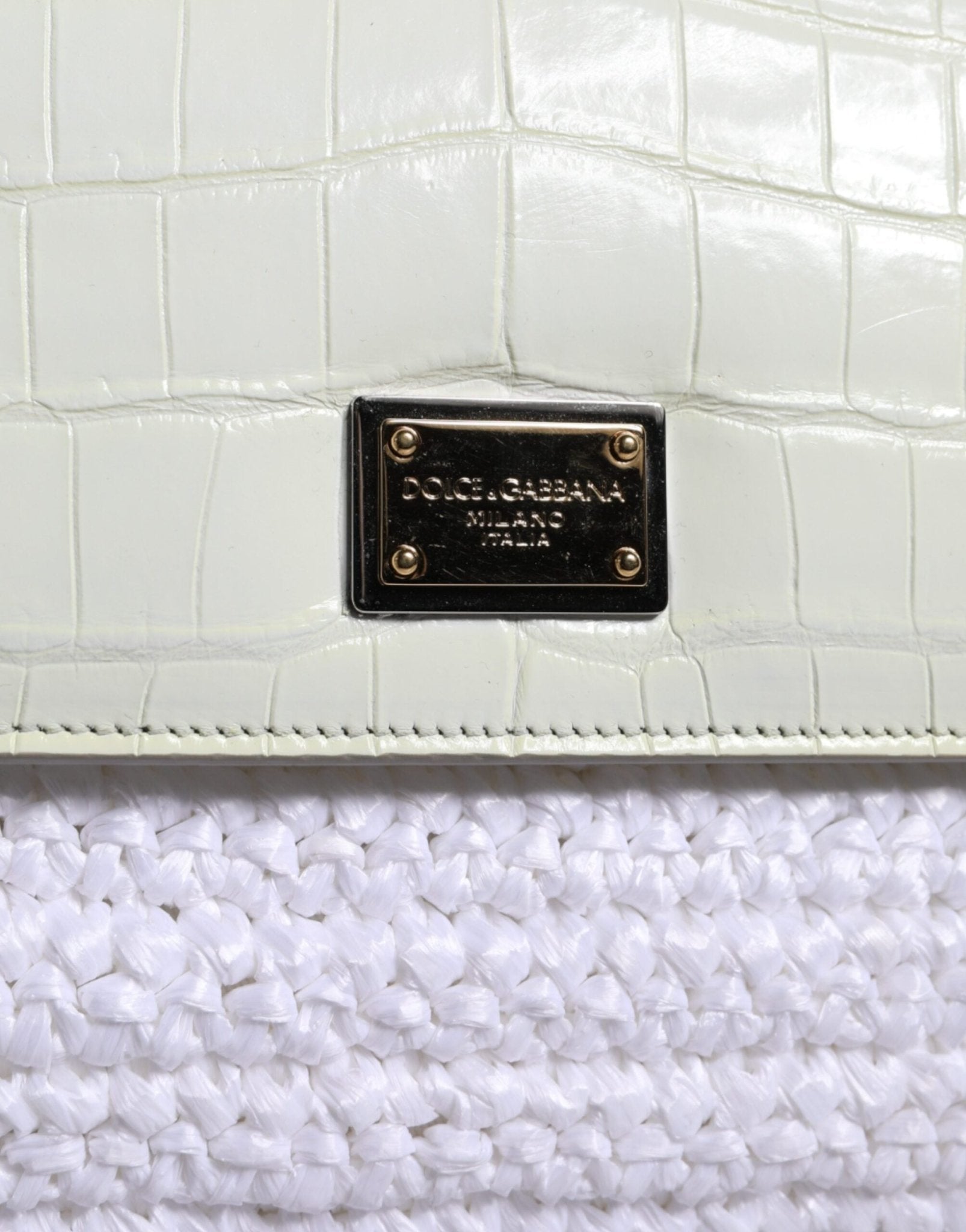 Dolce & Gabbana White Rafia Leather SICILY Crossbody Bag - Sandy Store ByNet