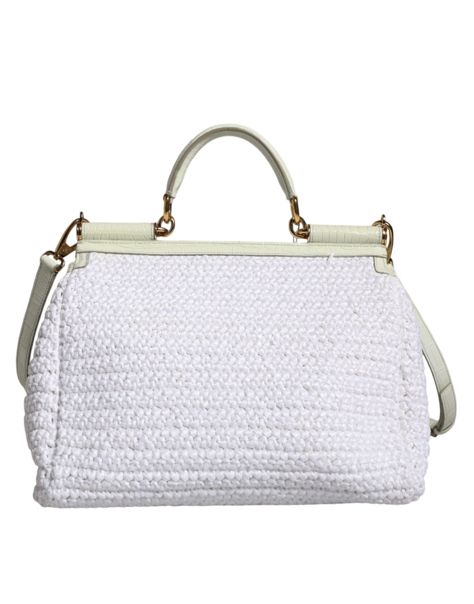 Dolce & Gabbana White Rafia Leather SICILY Crossbody Bag - Sandy Store ByNet