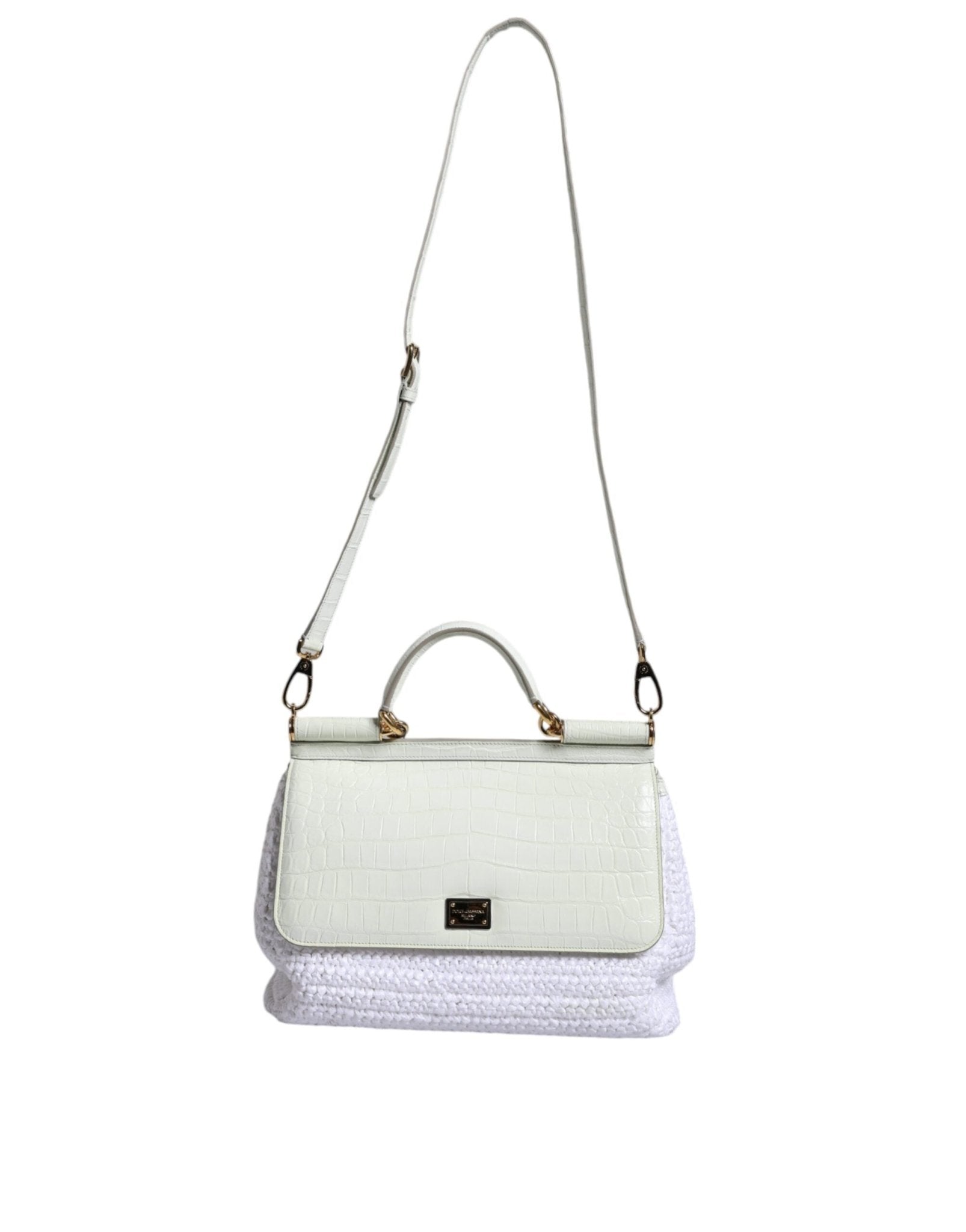 Dolce & Gabbana White Rafia Leather SICILY Crossbody Bag - Sandy Store ByNet