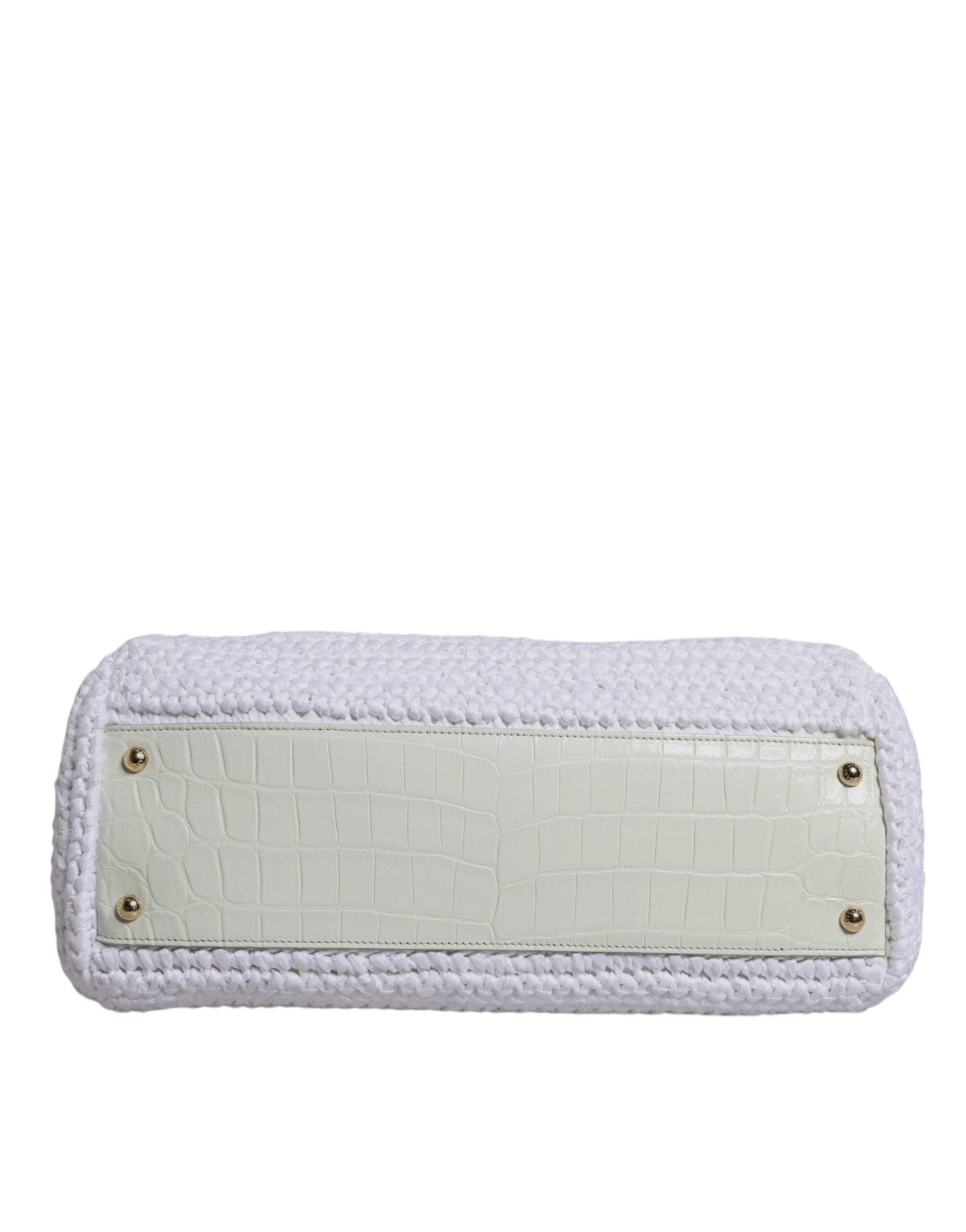 Dolce & Gabbana White Rafia Leather Top Handle Crossbody Bag - Sandy Store ByNet