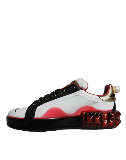 Dolce & Gabbana White Red Crystals Leather Portofino Sneakers Shoes – EU36.5/US6 par Dolce & Gabbana | Disponible sur Sandy Store ByNet