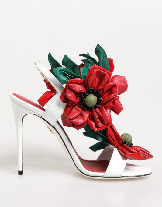 Dolce & Gabbana White Red Floral Detailing Sandals Shoes – EU35.5/US5 par Dolce & Gabbana | Disponible sur Sandy Store ByNet