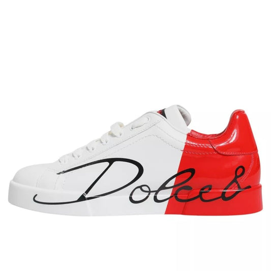 Dolce & Gabbana White Red Portofino Low Top Sneakers Shoes – EU45/US12 par Dolce & Gabbana | Disponible sur Sandy Store ByNet