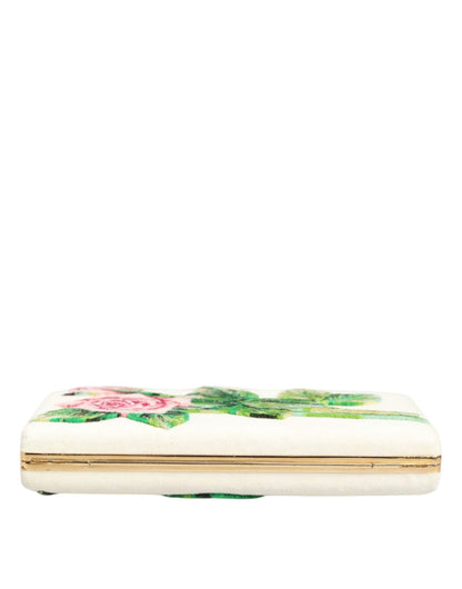 Dolce & Gabbana White Rose Embroidery Silk Gold Frame Clutch Purse Bag – par Dolce & Gabbana | Disponible sur Sandy Store ByNet
