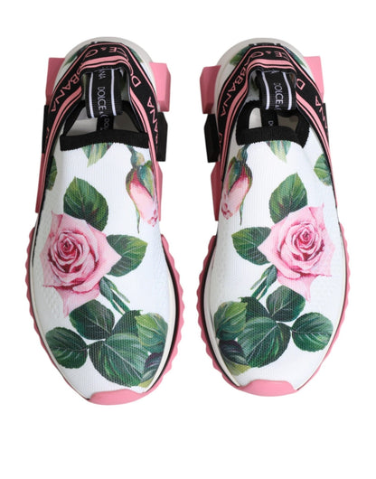 Dolce & Gabbana White Rose Print Sorrento Sneakers Shoes – EU35.5/US5 par Dolce & Gabbana | Disponible sur Sandy Store ByNet