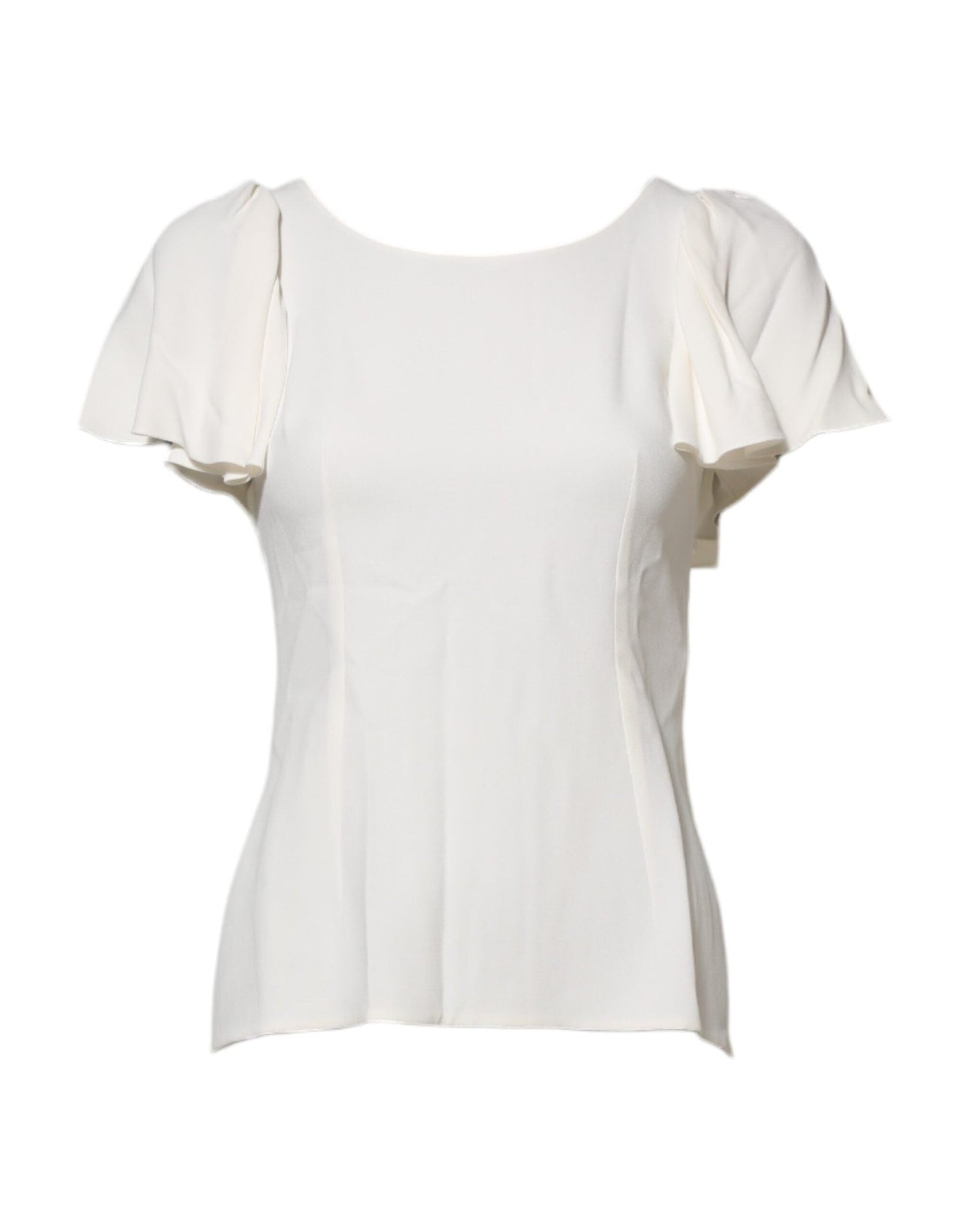 Dolce & Gabbana White Round Neck Short Sleeves Blouse Top – IT36|XXS par Dolce & Gabbana | Disponible sur Sandy Store ByNet