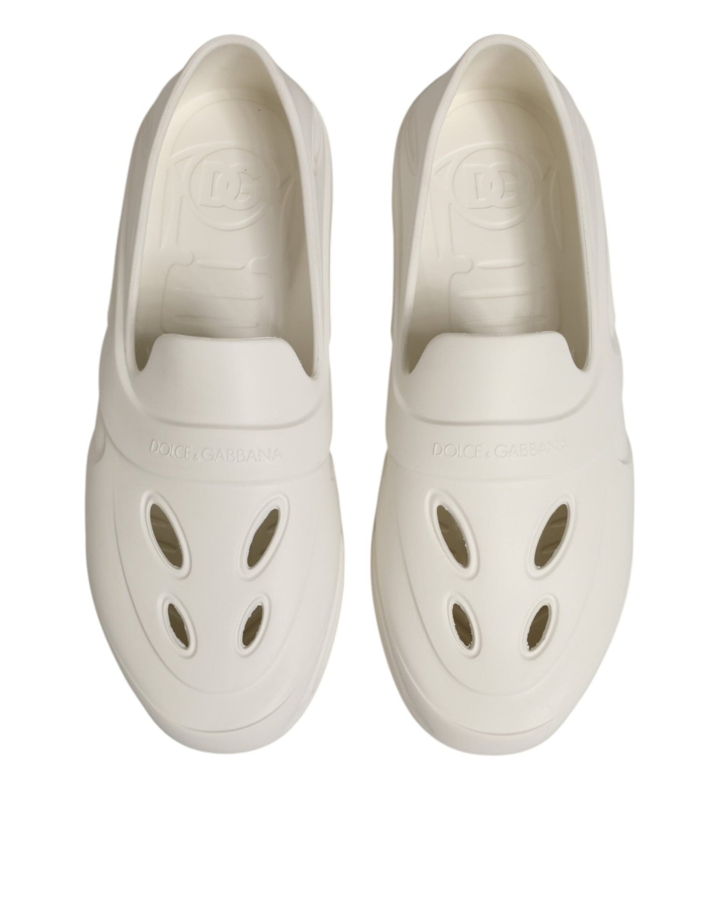 Dolce & Gabbana White Rubber Slides Low Top Sneakers Shoes – EU44/US11 par Dolce & Gabbana | Disponible sur Sandy Store ByNet