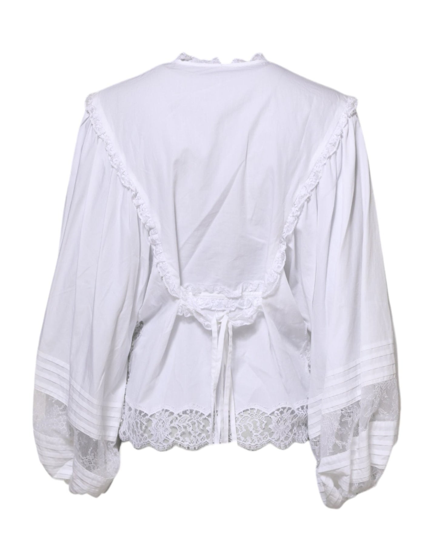 Dolce & Gabbana White Ruffled Lace Embellished Blouse Top – IT38 | XS par Dolce & Gabbana | Disponible sur Sandy Store ByNet