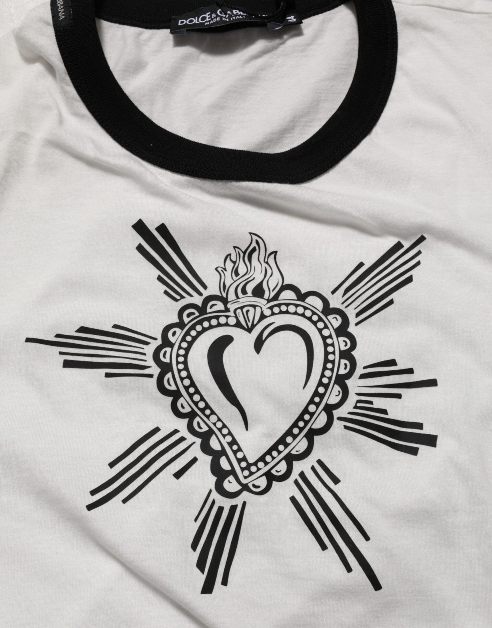 Dolce & Gabbana White Sacred Heart Cotton Crew Neck T-shirt – IT44 | XS par Dolce & Gabbana | Disponible sur Sandy Store ByNet