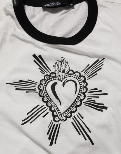 Dolce & Gabbana White Sacred Heart Cotton Crew Neck T-shirt – IT44 | XS par Dolce & Gabbana | Disponible sur Sandy Store ByNet