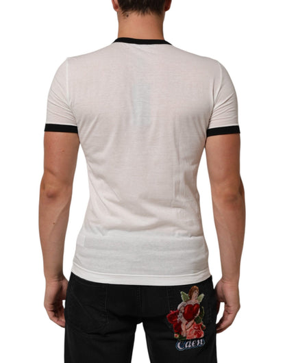 Dolce & Gabbana White Sacred Heart Cotton Crew Neck T-shirt – IT44 | XS par Dolce & Gabbana | Disponible sur Sandy Store ByNet