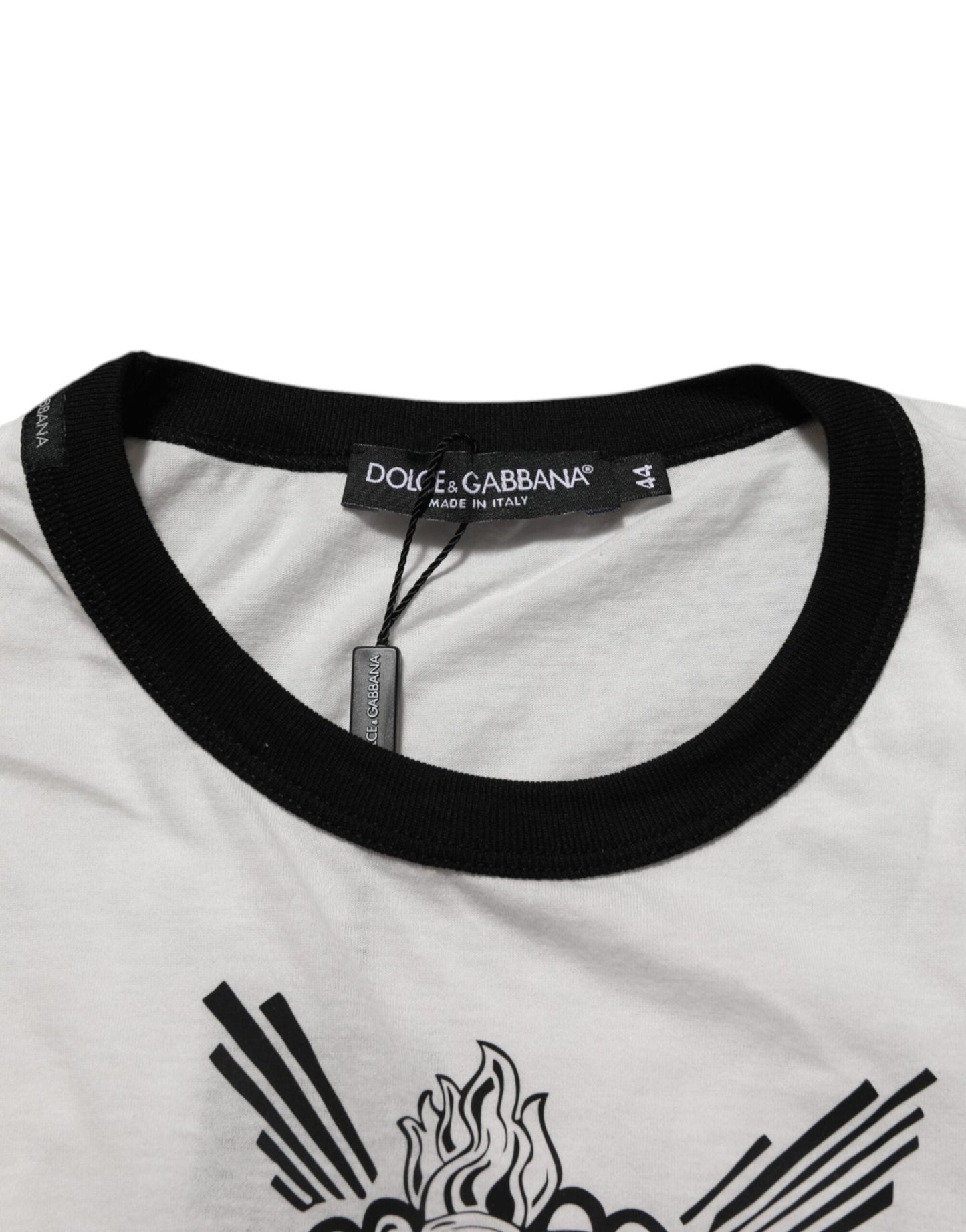 Dolce & Gabbana White Sacred Heart Cotton Crew Neck T-shirt – IT44 | XS par Dolce & Gabbana | Disponible sur Sandy Store ByNet