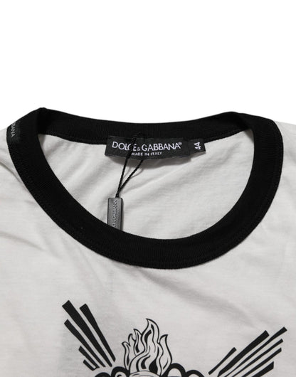 Dolce & Gabbana White Sacred Heart Cotton Crew Neck T-shirt – IT44 | XS par Dolce & Gabbana | Disponible sur Sandy Store ByNet